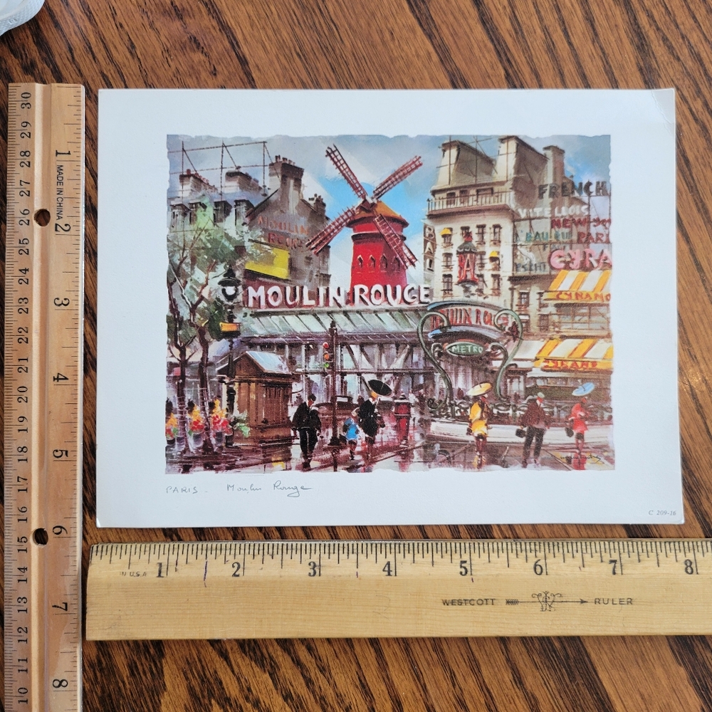Moulin Rouge Art  Print ~ Parisian Street Scene ~ Paris ~ France ~ Colorful! - Picture 4 of 12